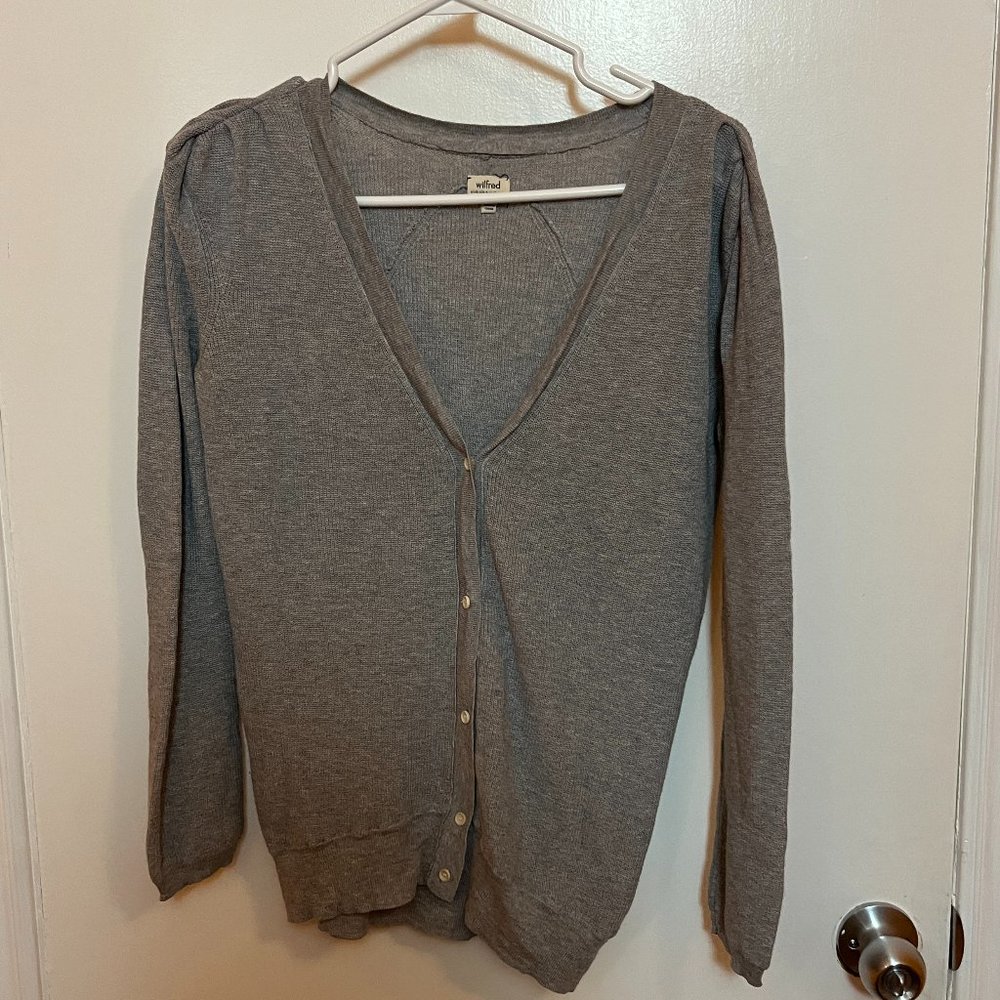 Aritzia [Wilfred]: Ruched Shoulder Cardigan - Grey - Small